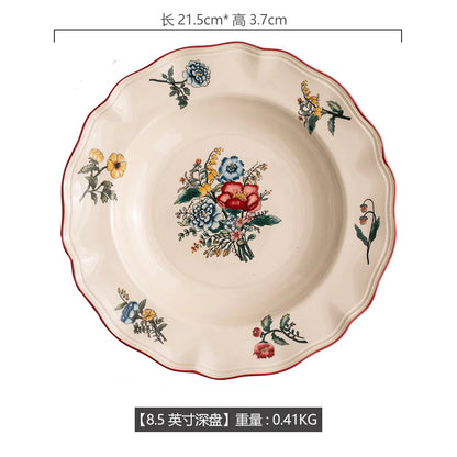 Vintage ceramic tableware, household rice bowls, plates, Western cuisine plates