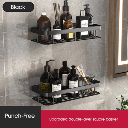 Bathroom Shelf No-drill Wall Mounted Shelves Shampoo Storage Rack Holder for Shower Square Aluminum Bath Organizer Accessories