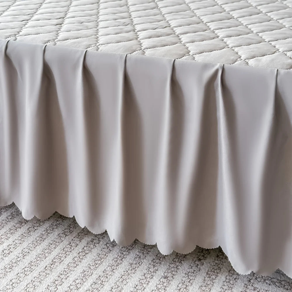 Quilted Waterproof Bed Skirt Soft and Breathable Bedspread Durable Bed Protector Cover, 90/140/160/180 Muti Size