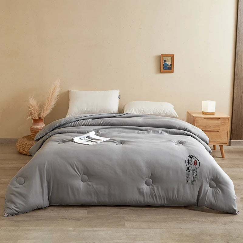 Cotton Comforter Duvet Insert - Quilted White Comforters Queen Size, All Season Down Alternative Queen Size Bedding Comforter