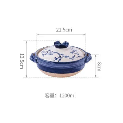 1 Pcs Ceramic Casserole Japanese Style Black Small Pot Clay Saucepan Home Kitchen Cookware Cooking Supplies Kitchen Pot Soup Pan