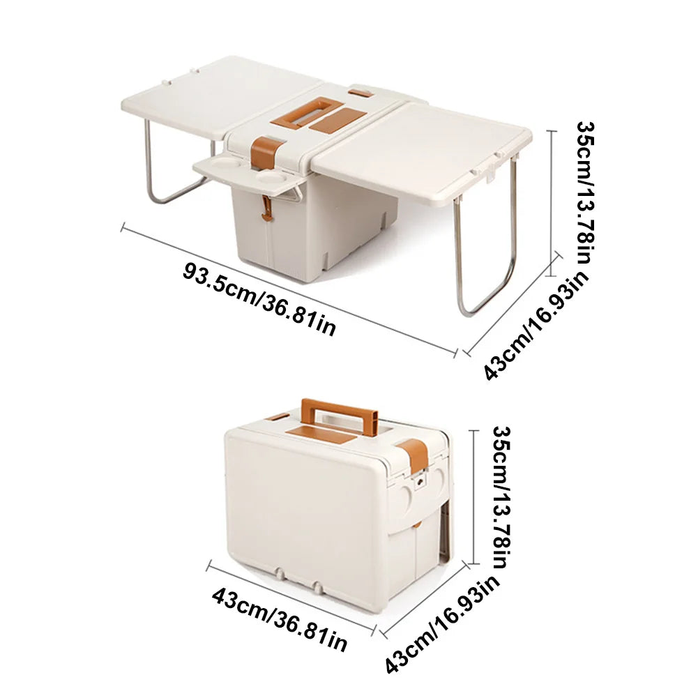 Multifunctional Camping Folding Table Camping Storage Box Folding Camping Table Trunk Organizer Camping Box for Outdoor Picnic