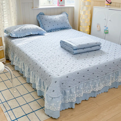 Bonenjoy Bedspread Floral Style Bed Linen Lace Bed Cover Quilted Bedsheet 250x260cm Bedspreads 침대커버 (Pillowcase Need Order)