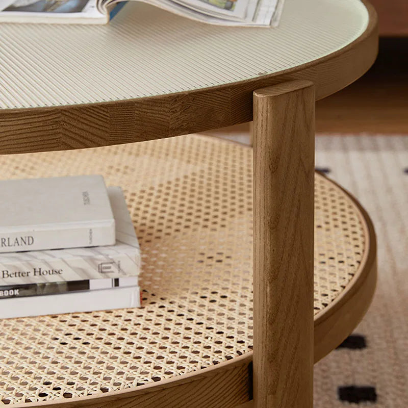 Glass Top Coffee Table Luxury Modern Aesthetic Elegant Side Table Decoratio Rattan Mesas De Centro Pra Sala Furniture Home