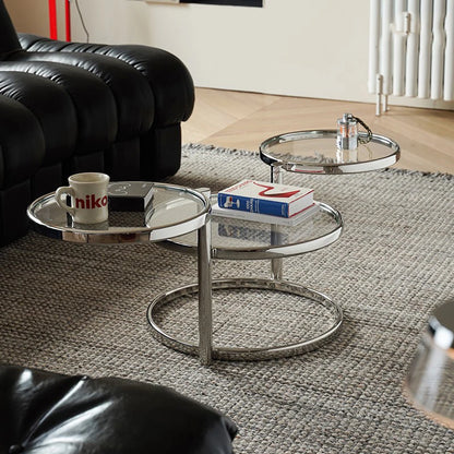 Minimalist Style Stainless Steel Furniture Round Side Table Creative Design Artistic Decoration Rotating Coffee Table 56x56x43cm