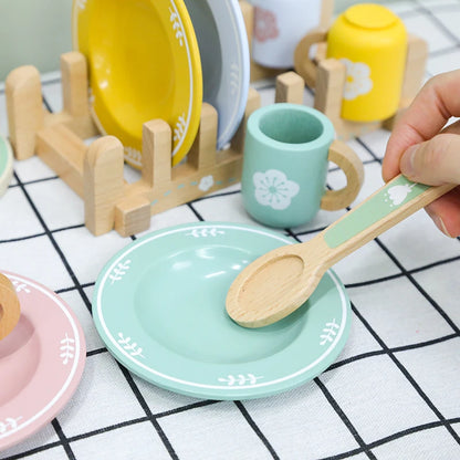 Baby wooden toy Kitchen toy wooden tableware set toy baby role play Educational Cosplay preschool toy gifts for kids