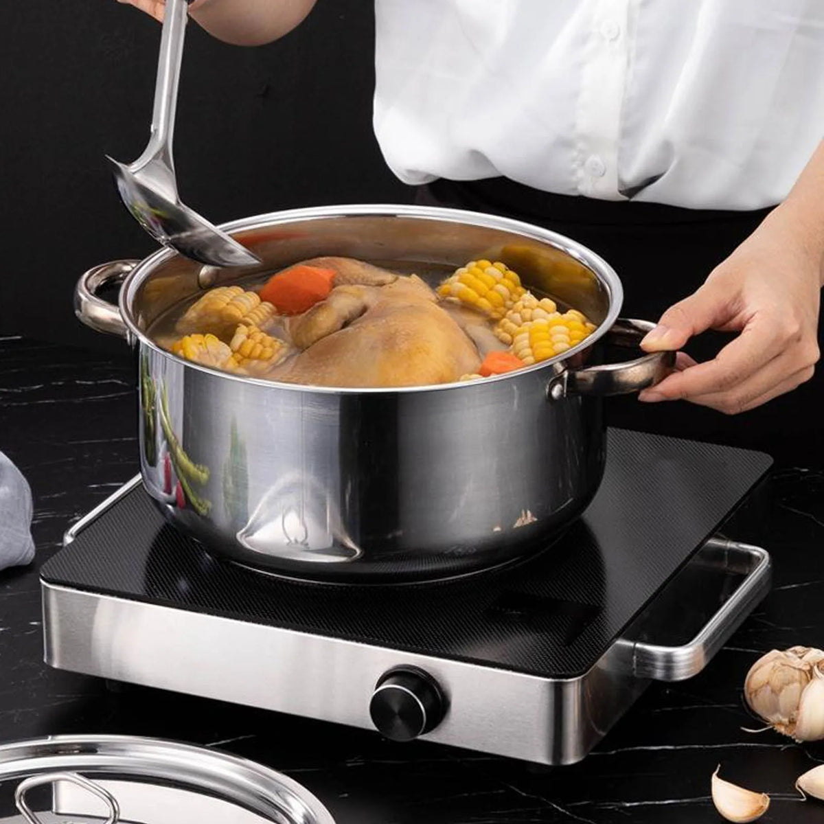 Stainless Steel Cookware Set Kitchen Cookware Set Stainless Steel Pots Pans Set with Soup Pot Saute Pan Lids for Home Cooking