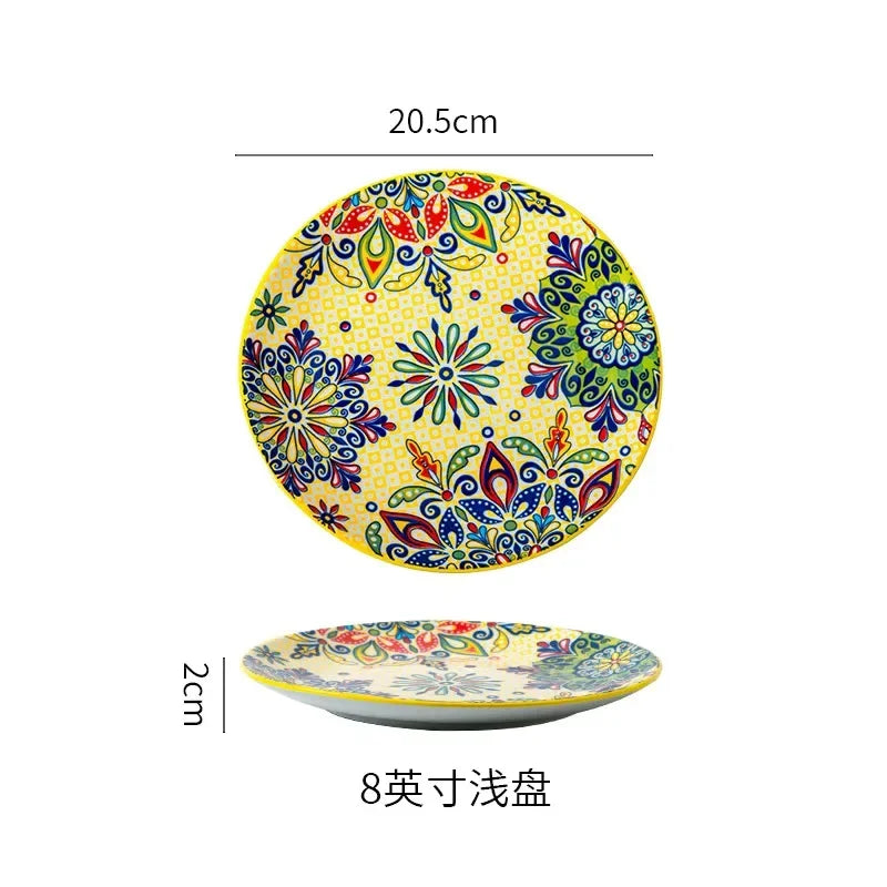 Ceramic Tableware Set Rice Bowl Serving Plate Creative Cutlery Soup Plate Noodle Handle Bowl Sauce Dish Steak Salad Fruit Plate