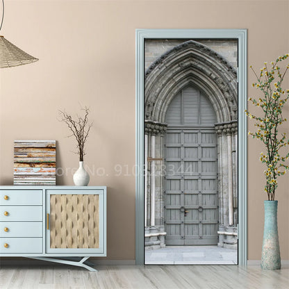 Arabic Style Door Sticker Self Adhesive Wallpaper Living Room Bedroom Decor Muslin Style Decal Door Cover Home Design Decoration