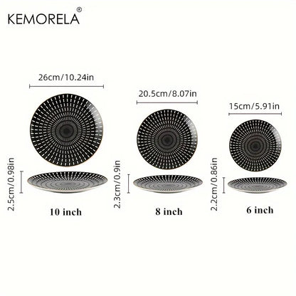 6PCS Tableware Phnom Penh Geometry Tableware 8/10 Inch Ceramic Dinner Plate Dish Porcelain Salad Plate Steak Serving Plate