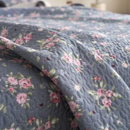 Flower Printed Bed Cover with Lace French Style Washed Cotton Bedspreads Quilted cobre leito de casal Comfortable and Soft 이불패드