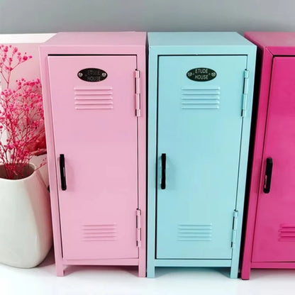Iron Storage Box Dormitory Storage Cosmetics Paper Money Keys Bank Cards and Other Desktop Small Items Mini Locker Cabinet
