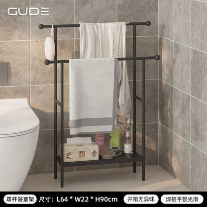 Floor-standing Bathroom Storage Rack Towel and Shower Organizer for Toilet and Bathtub Durable Bathroom Utility Shelf