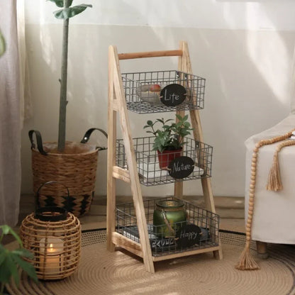 Retro Trapezoidal Storage Rack Multi-layer Iron Shelf Decoration Snacks and Sundries Organize Shelf Plant Potted Flower Stand