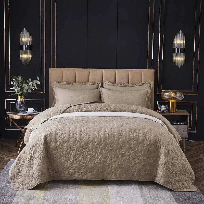 Solid Color Plant Jacquard Bedspread Quilted Bed Covers Bedspread Large Size Coverlet for Bed 220x240/240x250cm