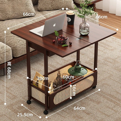 Multi functional movable sofa side cabinet, foldable coffee table, foldable table, household storage cabinet, pulley cabinet
