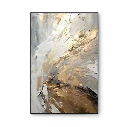100% Hand Painted，Gold, Grey, Beige, Black ,Textured Painting, Acrylic Abstract Oil Painting, Wall Decor Living Room, Office Wal