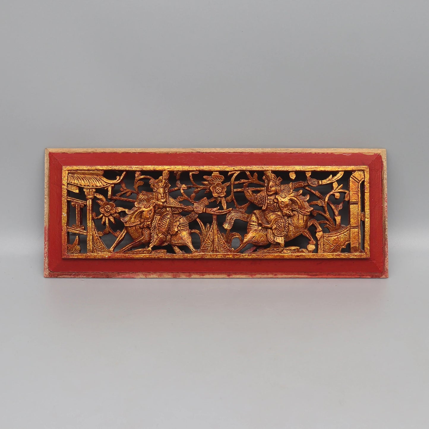 Set of 5 Solid Wood Carving Panels from Old Chinese Canopy Bed, Wall Decoration