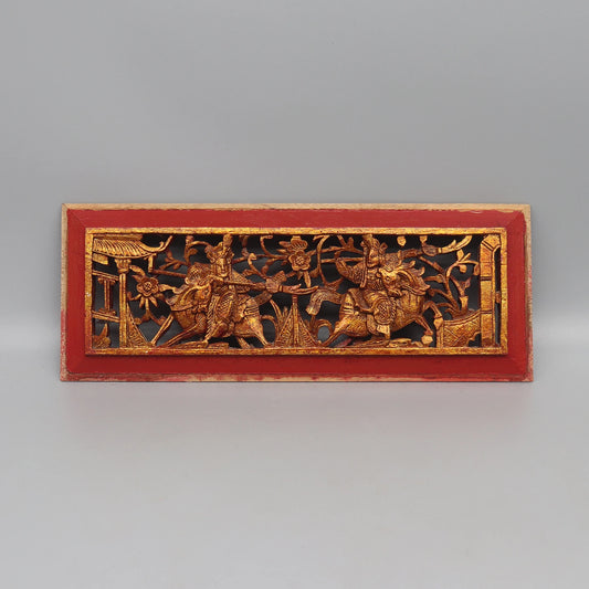 Set of 5 Solid Wood Carving Panels from Old Chinese Canopy Bed, Wall Decoration