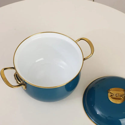 24cm Caliber Porcelain Enameled Soup Pot Turkey Style Double-Ear Enamel Pot For Kitchen Boiled Noodles Home Cooker Stewed Pot