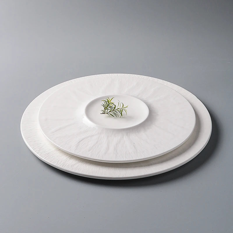 White Porcelain Western Steak Dinner Plate French Tableware Top-grade Home Kitchen Pasta Vegetable Round Plate Kitchen Plates