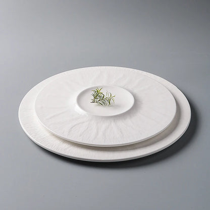 White Porcelain Western Steak Dinner Plate French Tableware Top-grade Home Kitchen Pasta Vegetable Round Plate Kitchen Plates