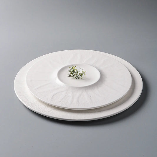 White Porcelain Western Steak Dinner Plate French Tableware Top-grade Home Kitchen Pasta Vegetable Round Plate Kitchen Plates