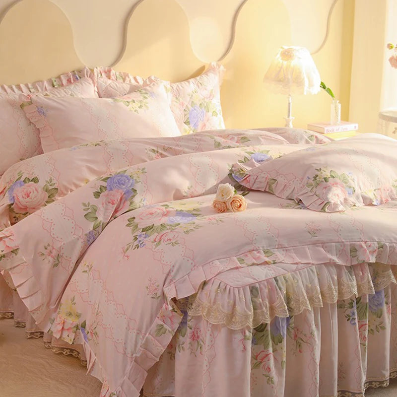 1pc Pure Cotton Duvet Cover Ruffles Quilt Cover Queen Size Comforter Cover Skin-friendly Bedding funda nordica (No Pillowcase)
