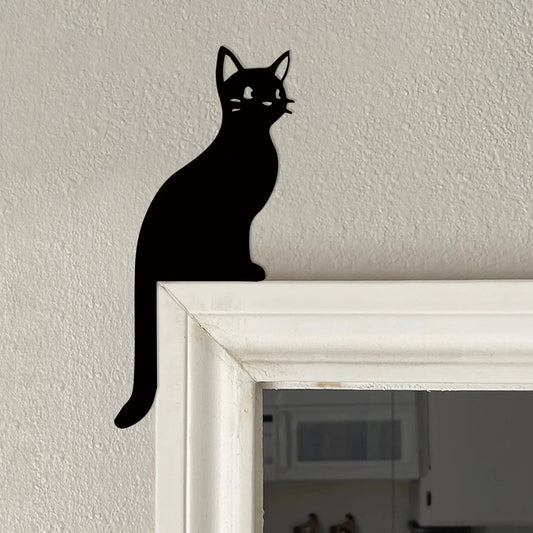 cat sitting up Door Topper Decoration – Wooden Over Door ，Lintel and Signs BIdeal for Kitchen Organization, Rustic Home Decor