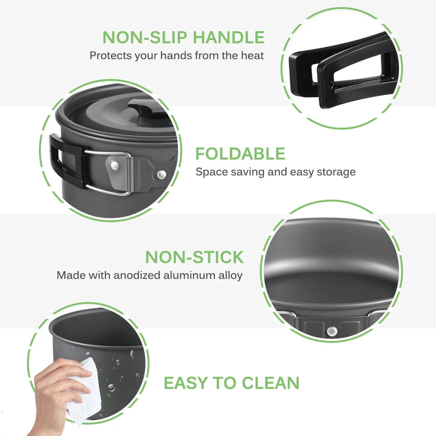 TOMSHOO 21pcs Camping Cookware Mess Kit Camping Pot and Pan Cooking Set Outdoor Camping Hiking Backpacking Survival Gear