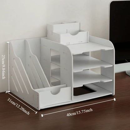 Large Capacity File Storage Rack Thickened Multi-Layer File Sorter Partition Design Space Saving Desktop Storage Box Library