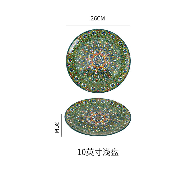 Ceramic Tableware Set Rice Bowl Serving Plate Creative Cutlery Soup Plate Noodle Handle Bowl Sauce Dish Steak Salad Fruit Plate