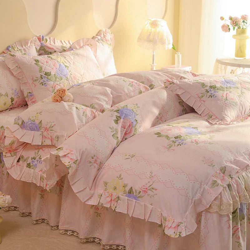 1pc Pure Cotton Duvet Cover Ruffles Quilt Cover Queen Size Comforter Cover Skin-friendly Bedding funda nordica (No Pillowcase)