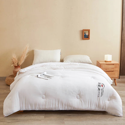 Cotton Comforter Duvet Insert - Quilted White Comforters Queen Size, All Season Down Alternative Queen Size Bedding Comforter