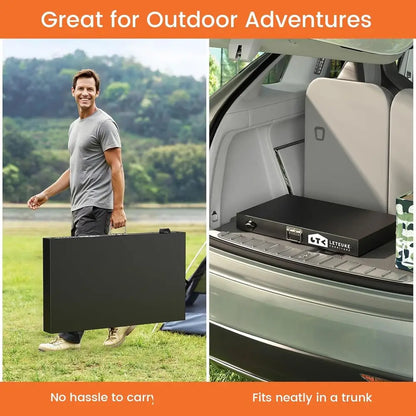 Portable Folding Grill Table with Storage - Ideal for Outdoor Camping, Picnics, Garden, Patio, Dining, BBQ, and Parties