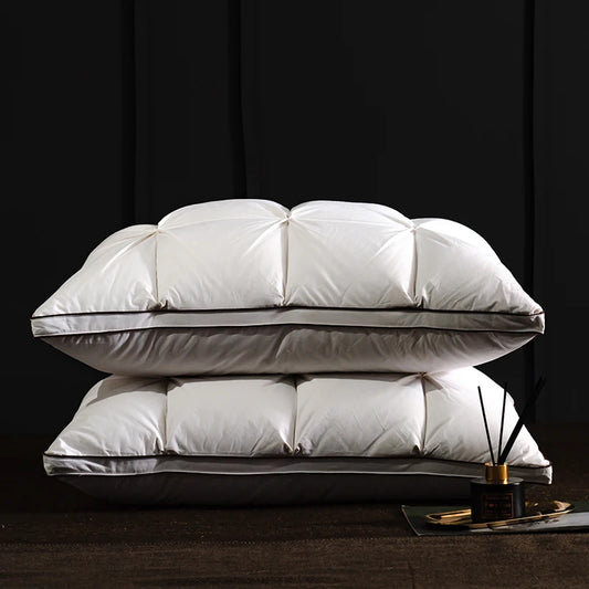 Luxury 3D Bread White Goose Down Feather Pillows for Sleeping Body Neck Protection Bed Pillows Soft Comfort 100% Cotton Cover