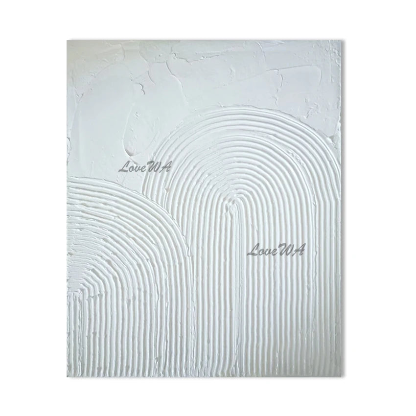 Pure White Textured Abstract Oil Painting Modern Simple And Elegant Wall Picture For Restaurant Framless Home Decoration Piece
