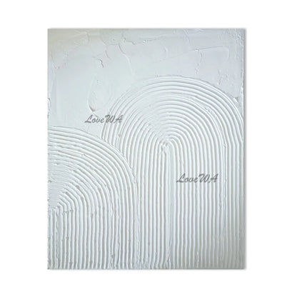 Pure White Textured Abstract Oil Painting Modern Simple And Elegant Wall Picture For Restaurant Framless Home Decoration Piece