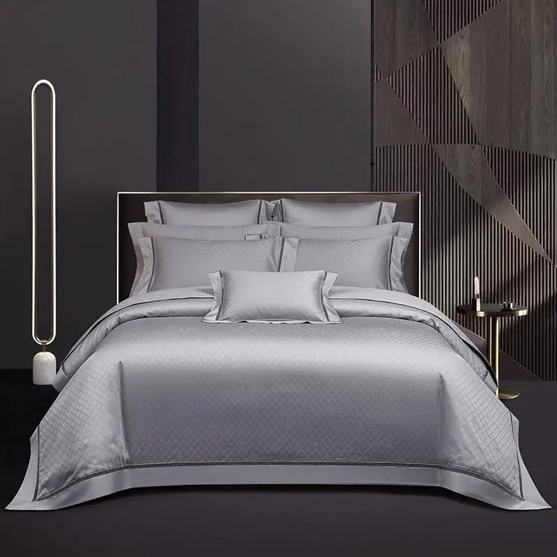 1000TC Egyptian Cotton Soft Silky Jacquard Wave Bedding Duvet Cover 4/7Pcs Boho Textured Comforter Cover Bed Sheet Pillowcases