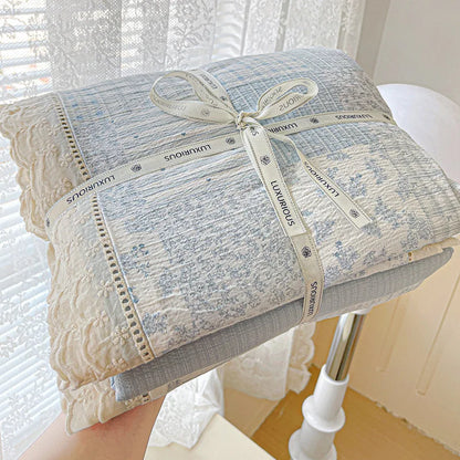 INS Princess Bedding Set Ruffle Lace Quilt Cover Romantic Bedclothes Woman Girls Home Decor Duvet Cover Set Korean Style Floral