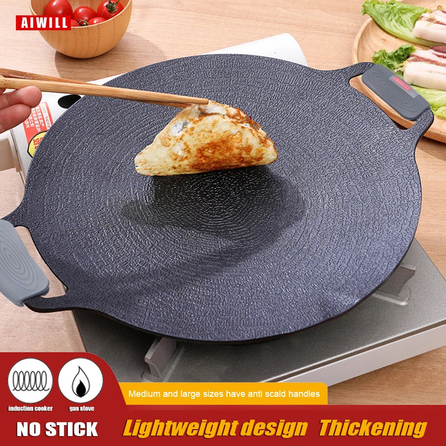 AIWILL No stick Grill Pan BBQ Baking Dishes Pans Multi-purpose Induction Cooker Outdoor Camping Kitchen Bakeware Household Tool