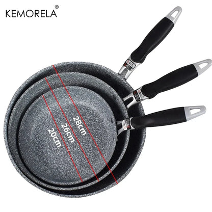 3-PCS Set Of 20/26/28cm Stone Pot Non-Stick Frying Pan Wok Large Pot Induction Cooker Pan Pancake Egg Household Kitchen Tools