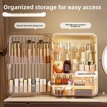 Cosmetic storage box desktop dustproof light luxury storage large capacity multi-layer skin care product storage rack