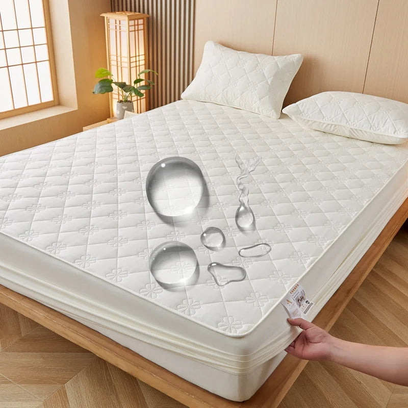 Waterproof Mattress Protector Embossed Bed Mattress Cover Soft Breathable Fitted Mattress Pad Cover 120/140/160/200x200 Washable