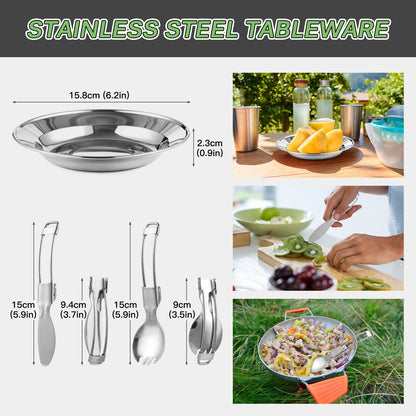 TOMSHOO 21pcs Camping Cookware Mess Kit Camping Pot and Pan Cooking Set Outdoor Camping Hiking Backpacking Survival Gear