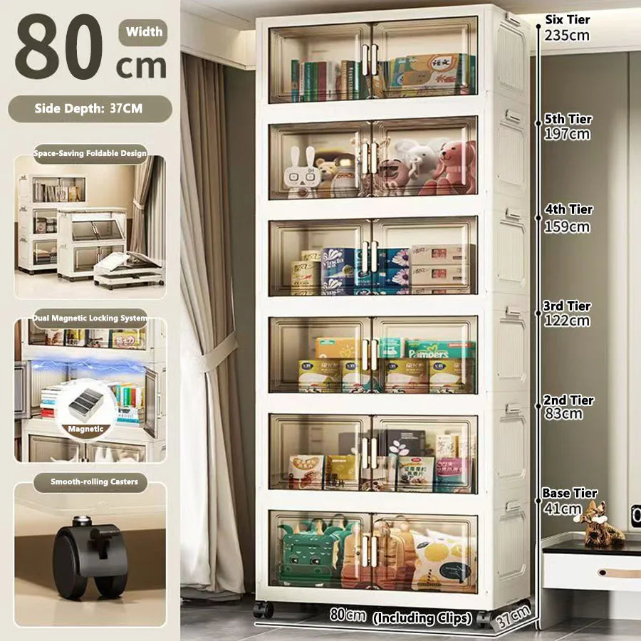 Multi-specification Large Capacity Storage Cabinet with Open Door Multifunction Foldable Closet Organizer Sundries Cabinet