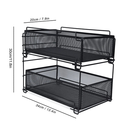 Kitchen Storage Drawer Basket Rack Kitchen Shelf Sliding Under Sink Drawer Multi Functional Shelf Desk Cabinet Organizer
