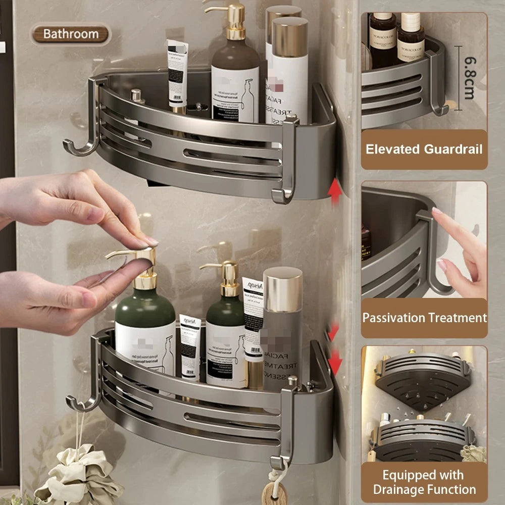 Black Bathroom Shelf for Shower Wall Mounted Shampoo Bottle Orangizer Shower Corner Rack Storage Punch-free Bathroom Accessories