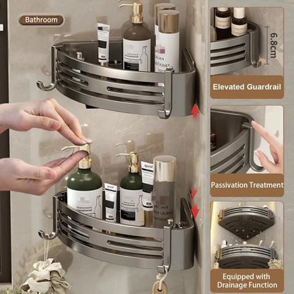 Black Bathroom Shelf for Shower Wall Mounted Shampoo Bottle Orangizer Shower Corner Rack Storage Punch-free Bathroom Accessories