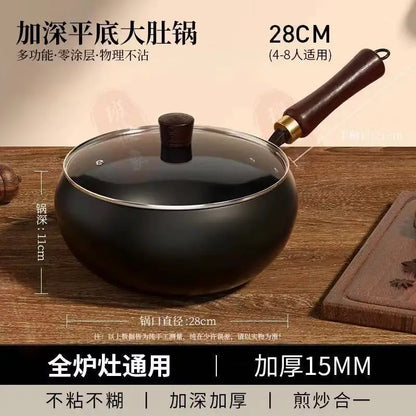 Big belly pot, handmade forging, small frying pan, mini small iron pot, uncoated, non stick, household cooking iron pot